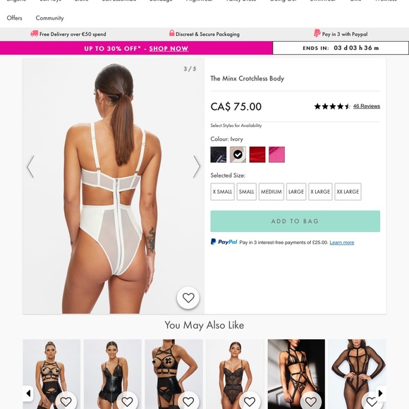 Ann summers NWT strappy white bondage minx Crotchless body - Picture 2 of 3